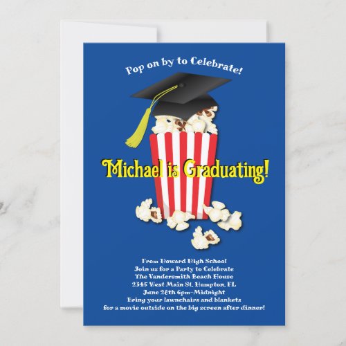 Movie Popcorn Graduation Party Invitation