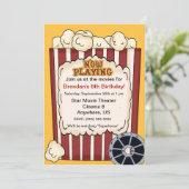 Movie Popcorn Kids Birthday Invitation (Standing Front)