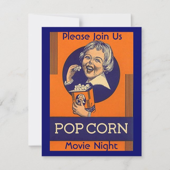 MOVIE & POPCORN PARTY INVITATION HOME THEATER NITE (Front)