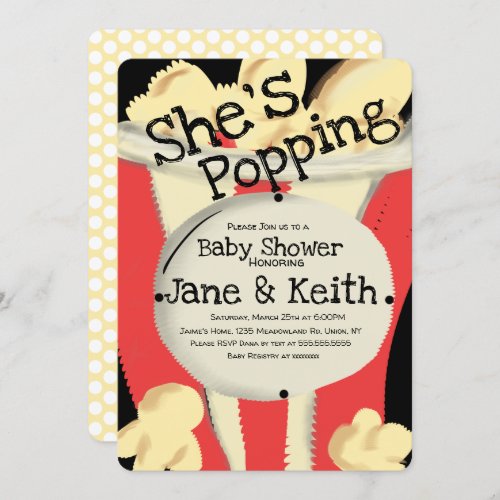 Movie Popcorn Party Red Hand Drawn Babyshower Invitation