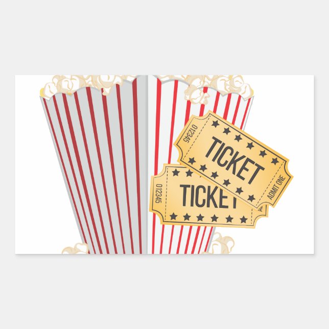 Movie Popcorn Rectangular Sticker (Front)