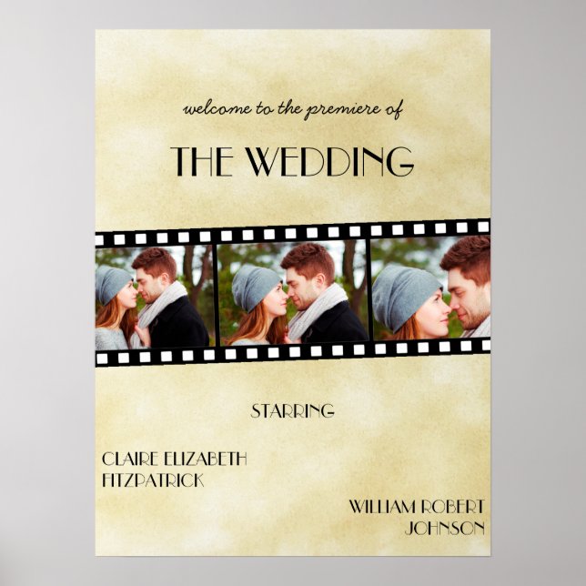 Movie Poster Film Strip Wedding Welcome Sign (Front)