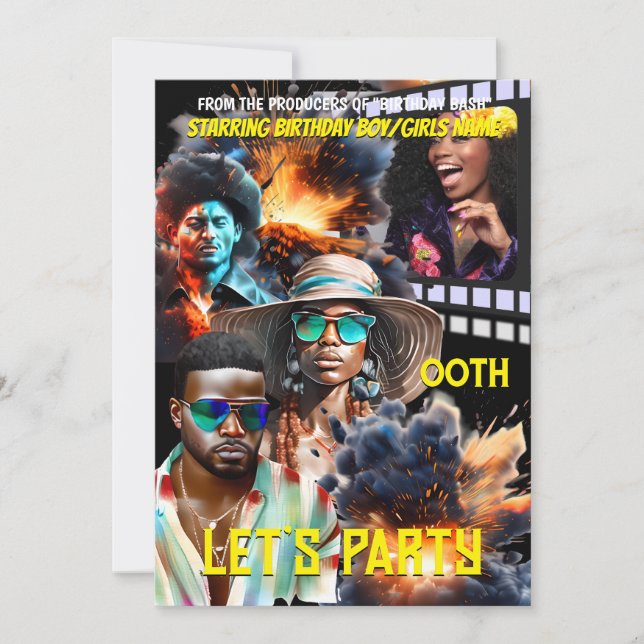 Movie poster spy adventure melanin heroes photo  invitation (Front)