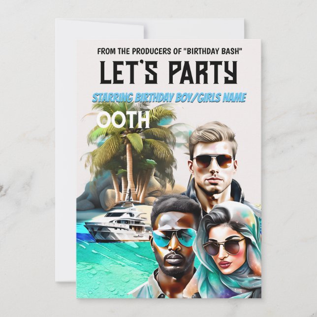 Movie poster spy thriller adults birthday event invitation (Front)