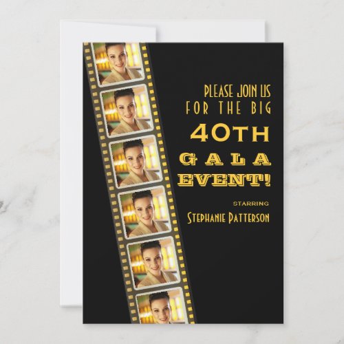 Movie Premiere Celebrity 40th Birthday Photo Gala Invitation