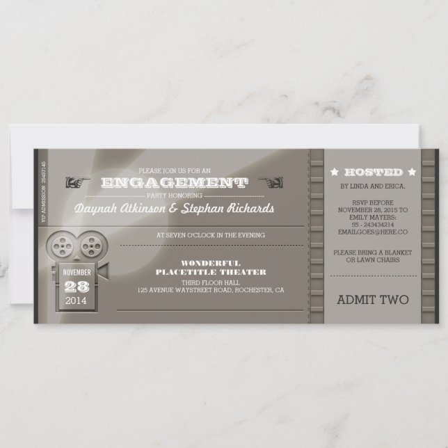 Movie Premiere ENGAGEMENT PARTY Tickets Invitation (Front)