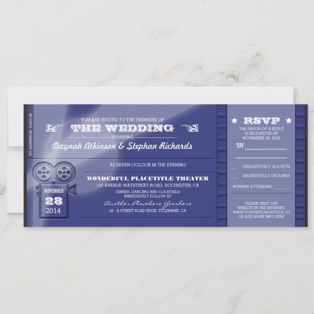 Movie Premiere Wedding Tickets Invitations (Front)