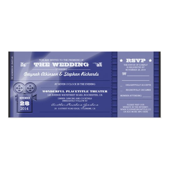 movie premiere wedding tickets invitations zazzle com