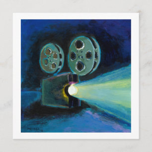 Movie projector colorful expressive painting art announcement