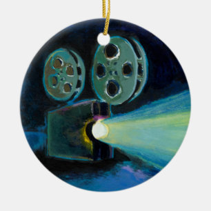 Movie projector colorful expressive painting art ceramic ornament