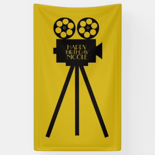 Movie Projector Hollywood Happy Birthday Banner