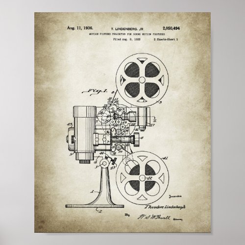 Movie Projector Patent Poster