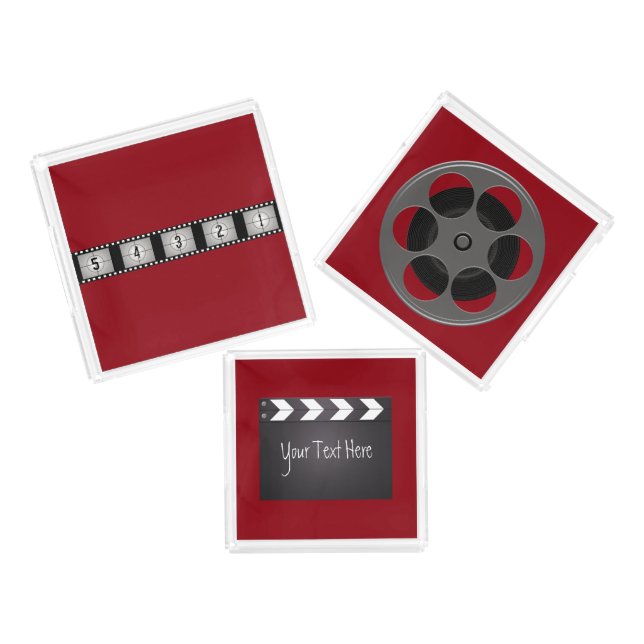 Movie Reel Film Strip Clapperboard Acrylic Tray (Set)