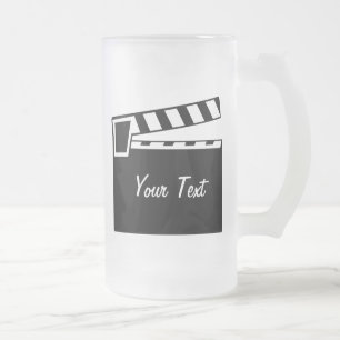 Movie Slate Clapperboard Board Frosted Glass Beer Mug