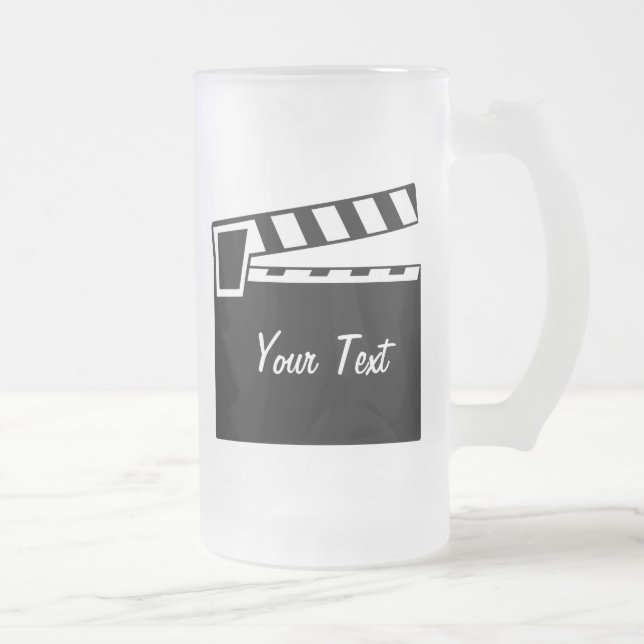 Movie Slate Clapperboard Board Frosted Glass Beer Mug (Right)