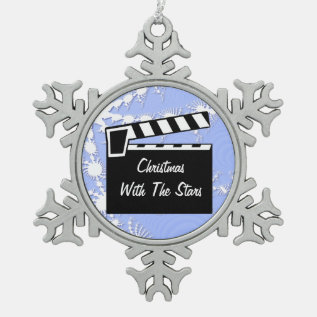 Movie Slate Clapperboard Board Snowflake Pewter Christmas Ornament at Zazzle