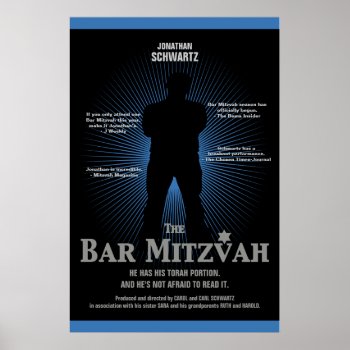 Movie Star Bar Mitzvah Poster Black Navy Blue by Lowschmaltz at Zazzle