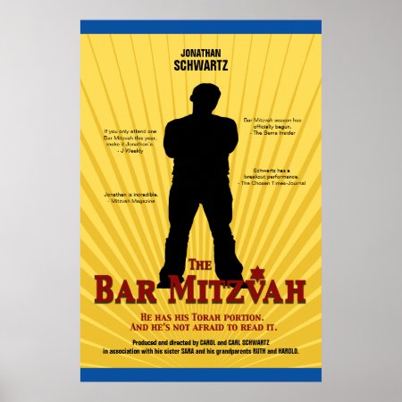 Movie Star Bar Mitzvah Poster Yellow Blue