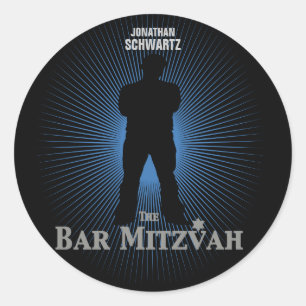 Movie Star Bar Mitzvah Sticker Black Navy Blue