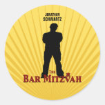 Movie Star Bar Mitzvah Sticker Yellow Blue at Zazzle
