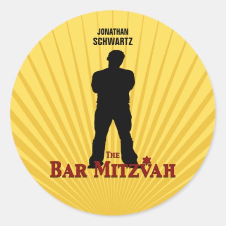 Movie Star Bar Mitzvah Sticker Yellow Blue