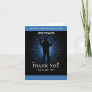 Movie Star Bar Mitzvah Thank You Black Navy Blue Card