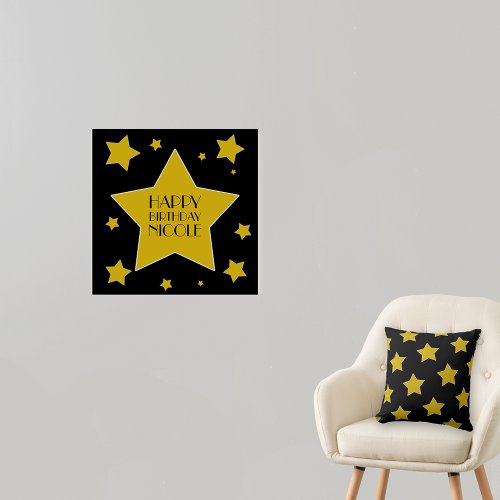 Movie Star Birthday Black And Gold Stars Foam Board