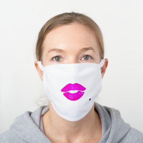 Movie Star Glamour Lips with Beauty Mark White Cotton Face Mask