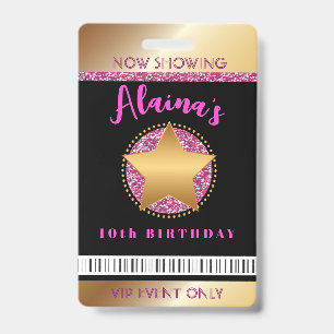 MOVIE STAR HOLLYWOOD BROADWAY Birthday VIP Pass Ba Badge