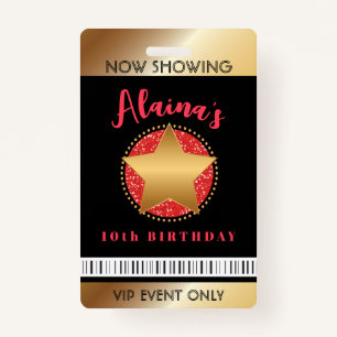 MOVIE STAR HOLLYWOOD BROADWAY Birthday VIP Pass Badge