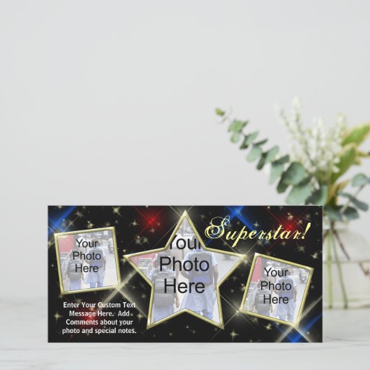 Movie Star Modeling Custom Designer Photo Card (Standing Front)