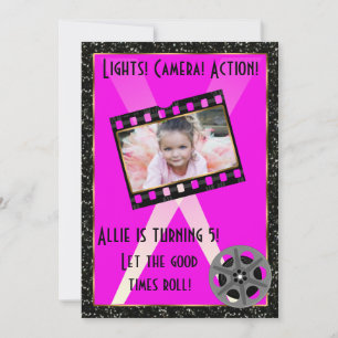 Movie Star Pink Glitter Invite