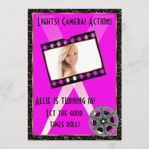 Movie Star Pink Glitter Invite