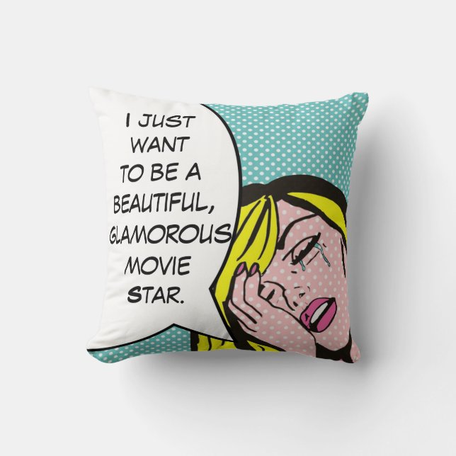 Movie Star Pop Art Throw Pillow (Front)