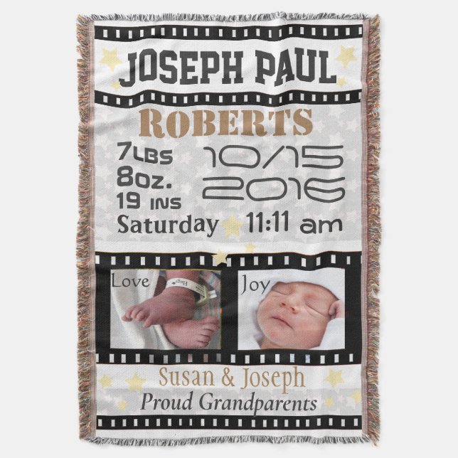 Movie Star Retro Photo Frames Film Reel Throw Blanket (Front Vertical)