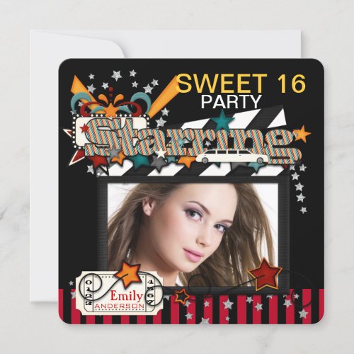 Movie Star Sweet Sixteen Party Invitations