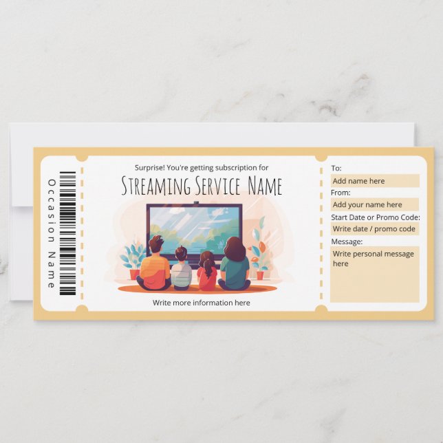 Movie Streaming Subscription Gift Card Template (Front)