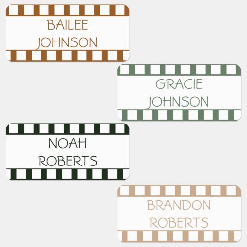 Movie Strip Forest Color Coded Clothing Name Labels