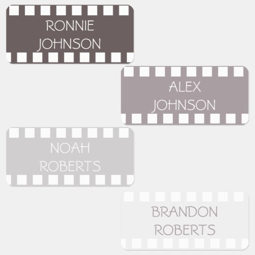 Movie Strip Grey Shades Color Coded Clothing Name Labels