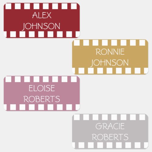 Movie Strip Ruby Pink Color Coded Clothing Name Labels