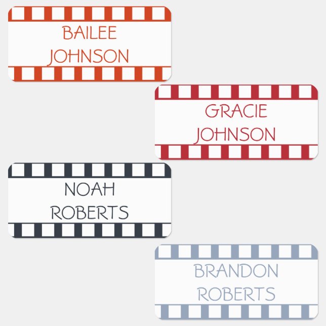 Movie Strip Winter Spice Color Coded Clothing Name Labels (Group)