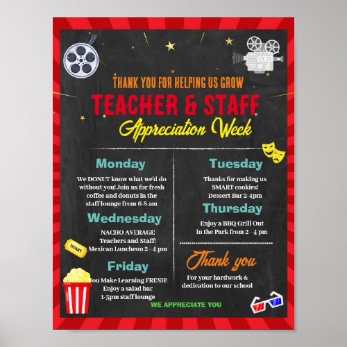Movie Teacher Staff Appreciation Week template Poster
