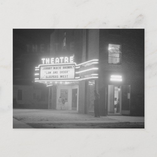 Movie Theater at Night 1941 Postcard