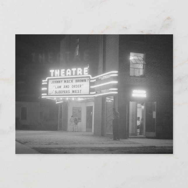 Movie Theater at Night, 1941 Postcard (Front)