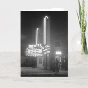 Movie Theater at Night, Greensboro, Georgia 1940s Card