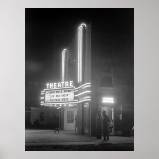 Movie Theater at Night, Greensboro, Georgia 1940s Poster | Zazzle.com