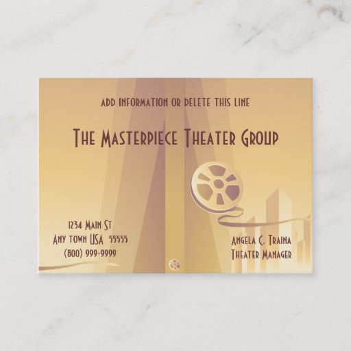 Customizable Movie Theater Business Cards
