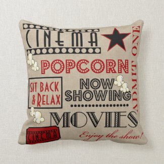 Movie Theater Cinema Admit one ticket Pillow-red Pillows