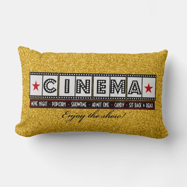 Movie Theater Cinema Pillow- red accent Lumbar Pillow (Front)