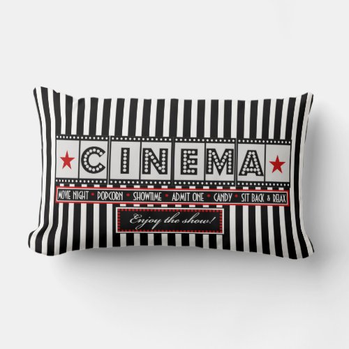Movie Theater Cinema Stripe Pillow_ red accent Lumbar Pillow